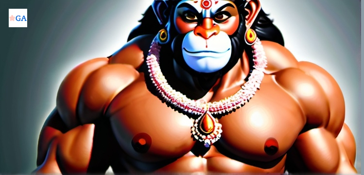 An image depicting Hanuman Ji, symbolizing strength and courage, embodying his powerful and devoted character from Hindu mythology