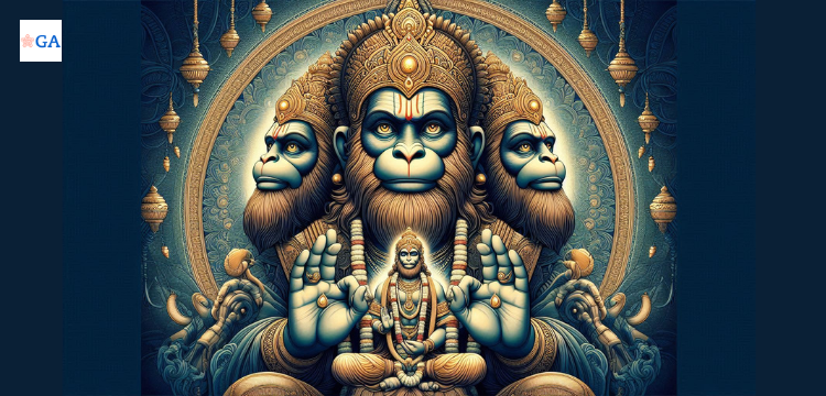 Hanuman Ji depicted in traditional attire, illustrating his mythological roots and significance in Hindu lore